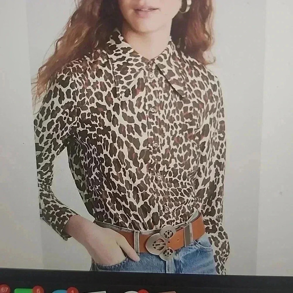 TORY BURCH REVA LEOPARD POPLIN SHIRT SIZE 6 - Picture 4 of 4